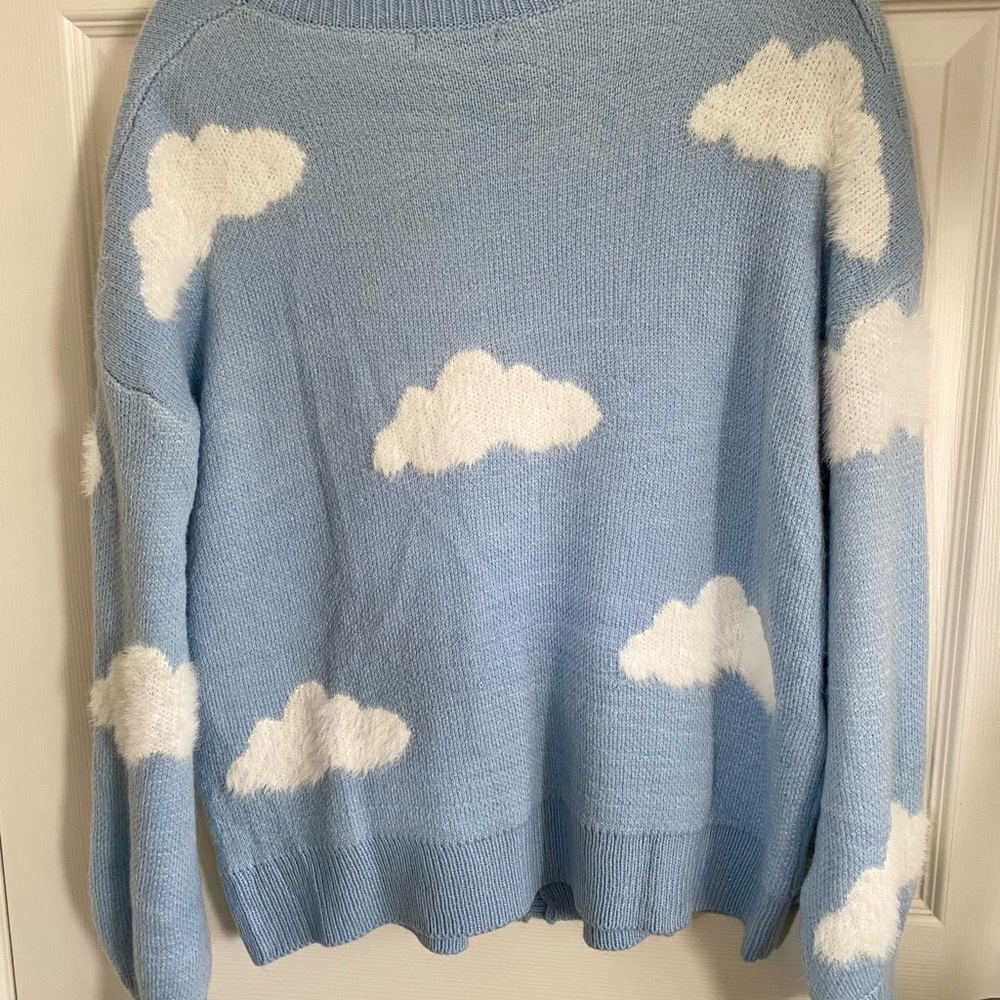 Blue Cloud Pattern Women's Sweater - image 7